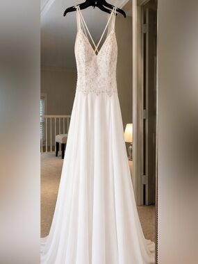 Alyce Paris White Lace and Beaded Wedding or Prom Dress with Strappy Back